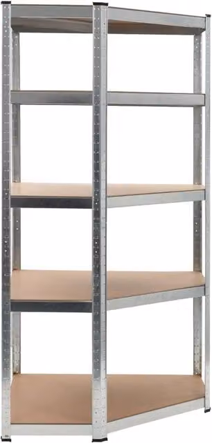 Berkfield Home Silver Storage Shelf with Adjustable Shelves, Steel and MDF, W/D/H: 90 x 90 x 180 cm