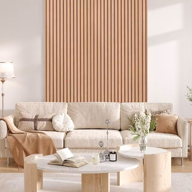 Livingandhome Orange Wood-Effect PVC Wallpaper, Self-Adhesive and Moisture-Resistant Striped Vinyl Roll