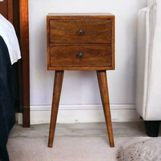 Artisan Furniture Mango Wood 2 Drawer Bedside Table in Brown