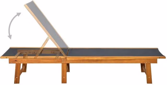 Berkfield Home Sun Lounger in Brown Acacia Wood and Textilene with Adjustable Headrest – 1
