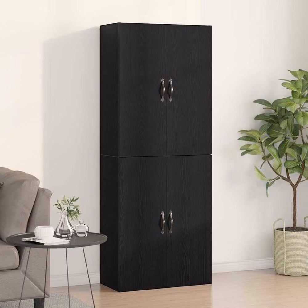 Berkfield Home Elegant Cabinets 2 Piece Set in Black Oak, W/D/H: 69.5 x 34 x 180 cm – 2
