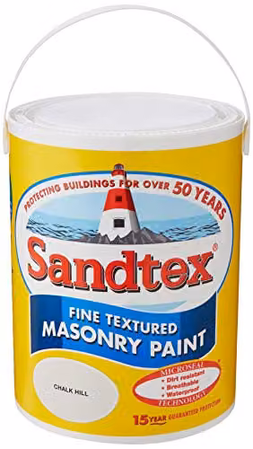 Sandtex Fine Textured Masonry Paint in Chalk Hill White, 5 l