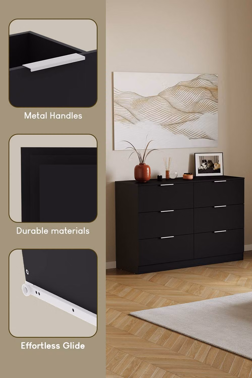 Vida Designs Trega 6 Drawer Chest of Drawers in Black – 3