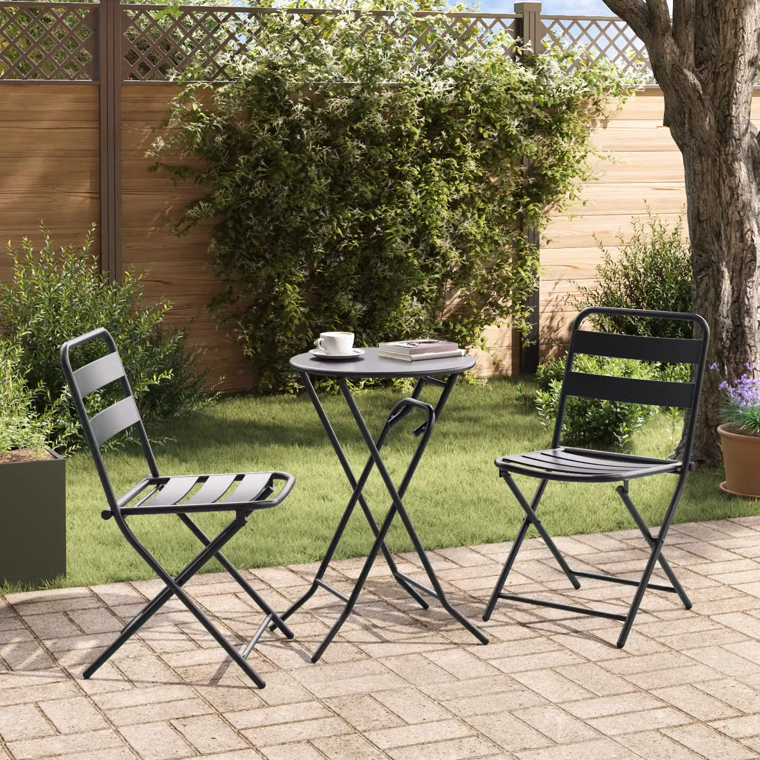 Berkfield Home 3 Piece Folding Bistro Set in Anthracite Matt Metal – 3