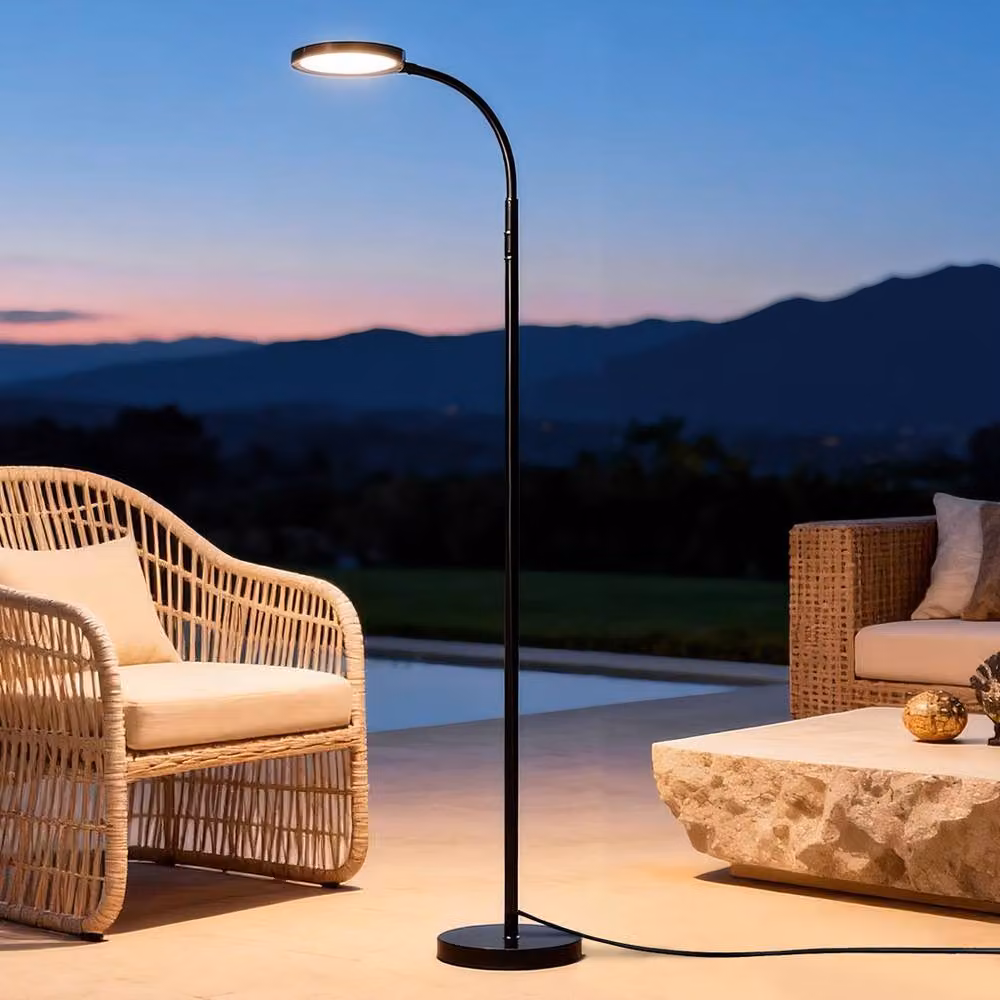 Emitto Black LED Floor Lamp with Remote Control, Dimmable and Adjustable Reading Light, 12W, H 167 cm – 2
