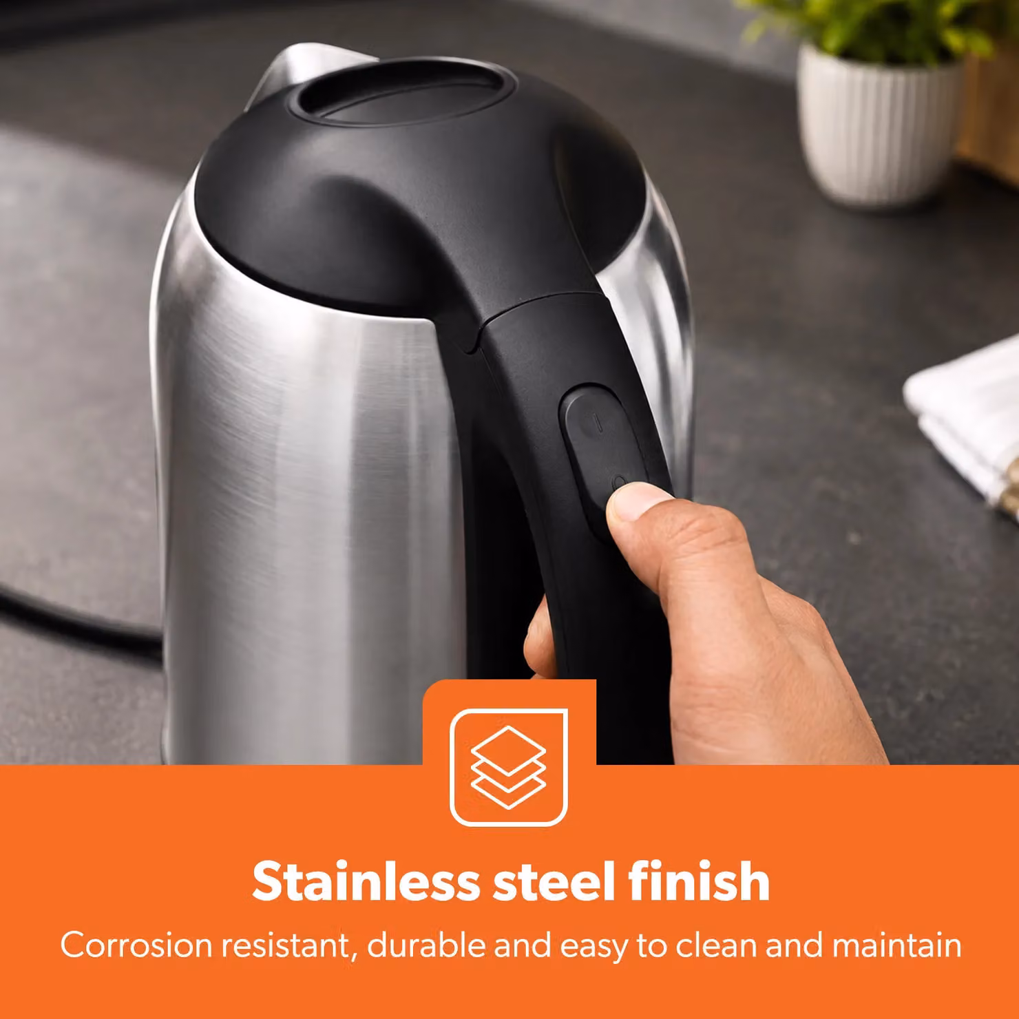 Geepas Stainless Steel Electric Kettle with Auto Shut-off, Silver, 1.8 l – 5