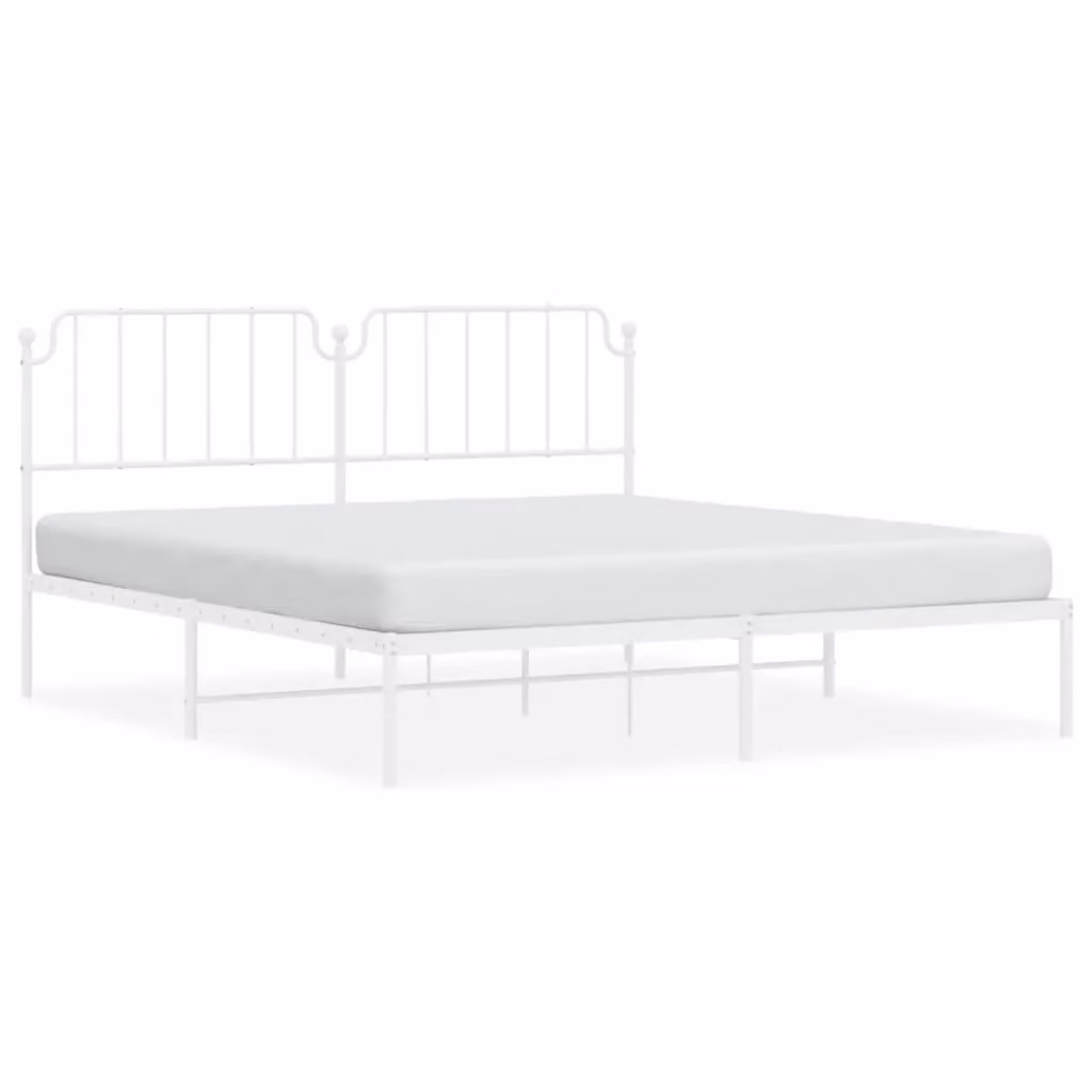 Berkfield Home Metal Bed Frame with Headboard in White – 2