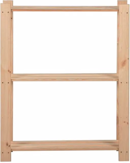 Berkfield Home 3-Tier Solid Pinewood Storage Rack in Brown and Sand, W/D/H: 60 x 28.5 x 90 cm