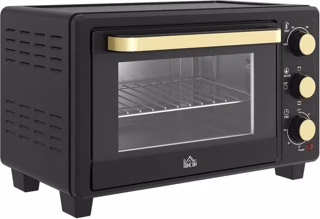 HOMCOM 16L Mini Countertop Oven with Adjustable Timer and Auto Shut-off, 1400W, Black – 1