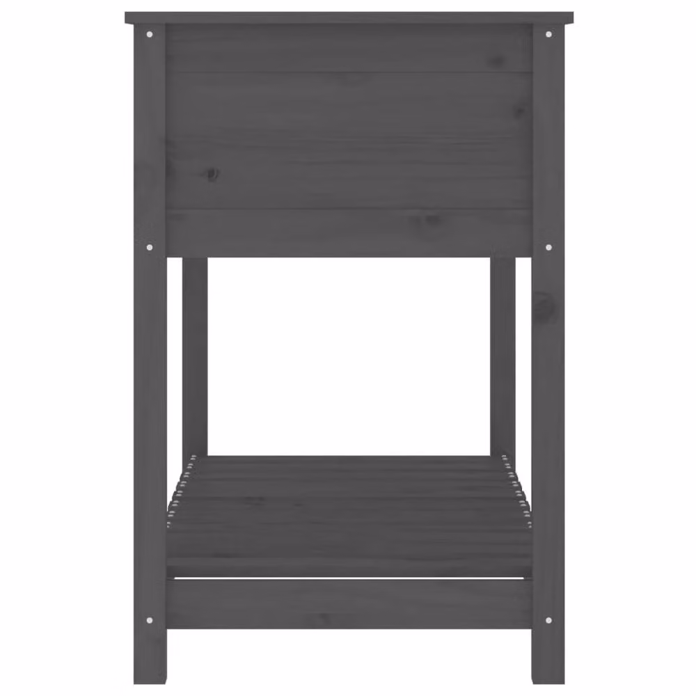 Berkfield Home Grey Solid Wood Pine Planter with Shelf W: 111.5 cm, D: 54 cm, H: 81 cm – 3