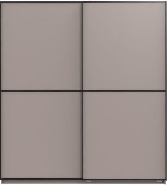 TJS Ulm 2 Door Sliding Wardrobe Doors, Grey and Black, Width: 135 cm
