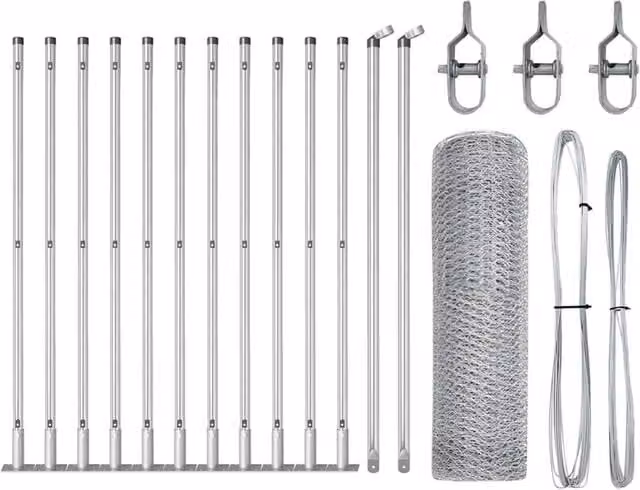 Berkfield Home Hexagon Fence, Galvanised Steel, Silver, W: 0.6 m, L: 25 m