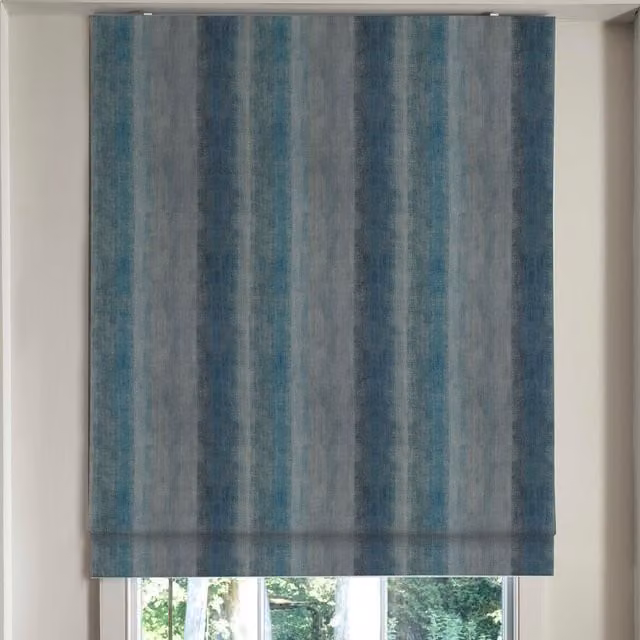 Linda Barker Home Bidar Blue Striped Blackout Made To Measure Roman Blind