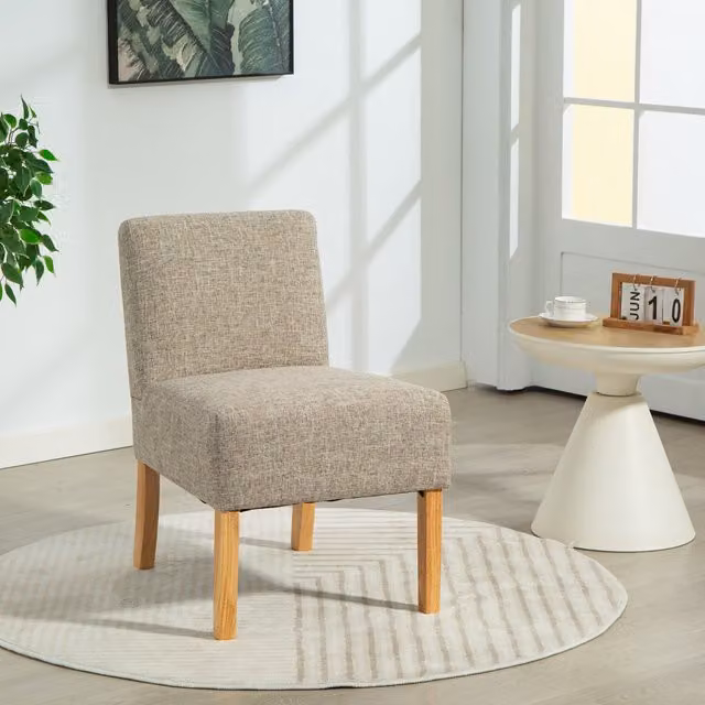 Artemis Home Modern Upholstered Wood Armless Accent Chair in Brown