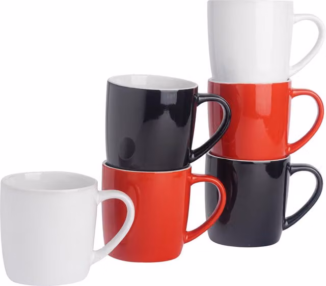 Argon Tableware Set of 6 Multicolour Stoneware Coffee Mugs, 350ml