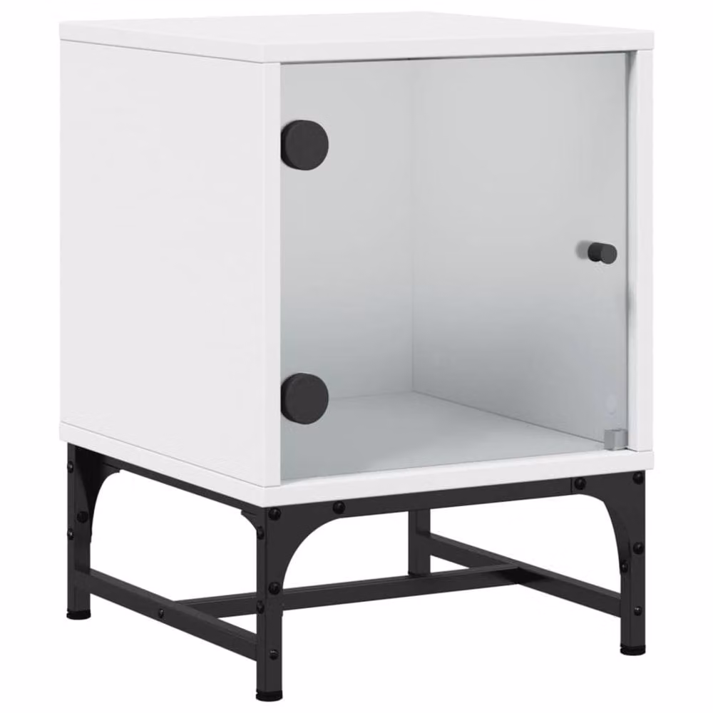 Berkfield Home Elegant Bedside Cabinet with Glass Doors, White, W: 35 cm, D: 37 cm, H: 50 cm – 2