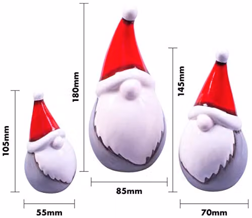 St Helens Home & Garden Ceramic Scandinavian Christmas Gonk Family Tabletop Ornaments, Set of 3, Multicolour and Grey – 2