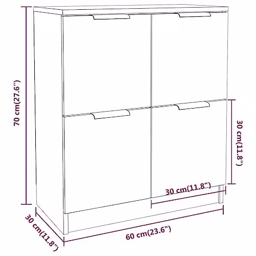 vidaXL Set of 2 Sideboards in Brown Sonoma Oak, W/D/H: 60 x 30 x 70 cm – 2