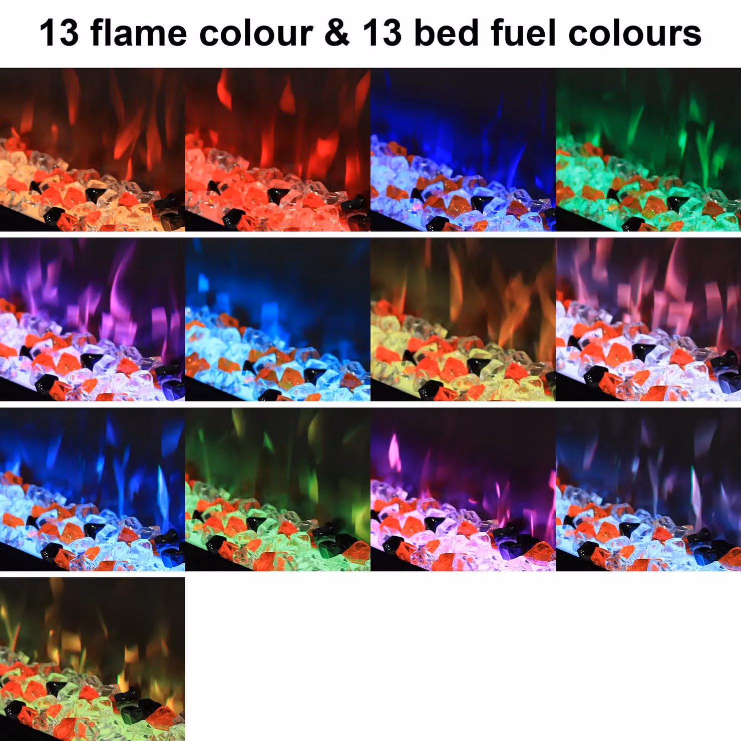 Omni-Burn 3 Sided Electric Fireplace in Black with 13 Colours and Timer, W/D/H: 106 x 25.34 x 68 cm – 4