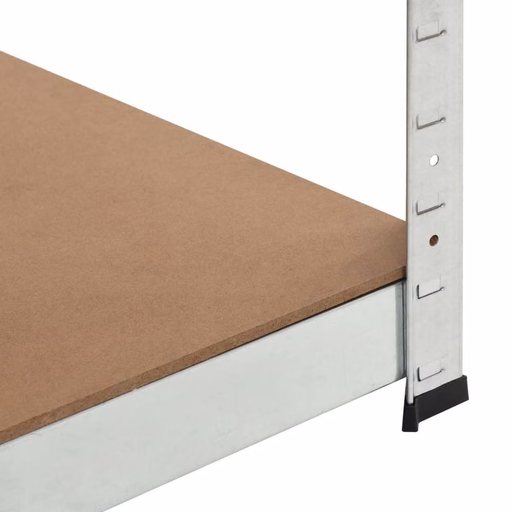 Berkfield Home Silver Storage Shelf with Adjustable Shelves, Steel and MDF, W/D/H: 90 x 90 x 180 cm – 4
