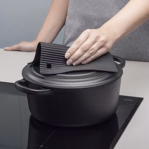 Zeal Silicone Square Non-Slip Hot Mat Trivet with Hanging Loop, Black, 18 cm – 4