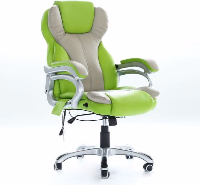 WestWood Green Leather Heated 6 Point Massage Office Recliner Gaming Chair