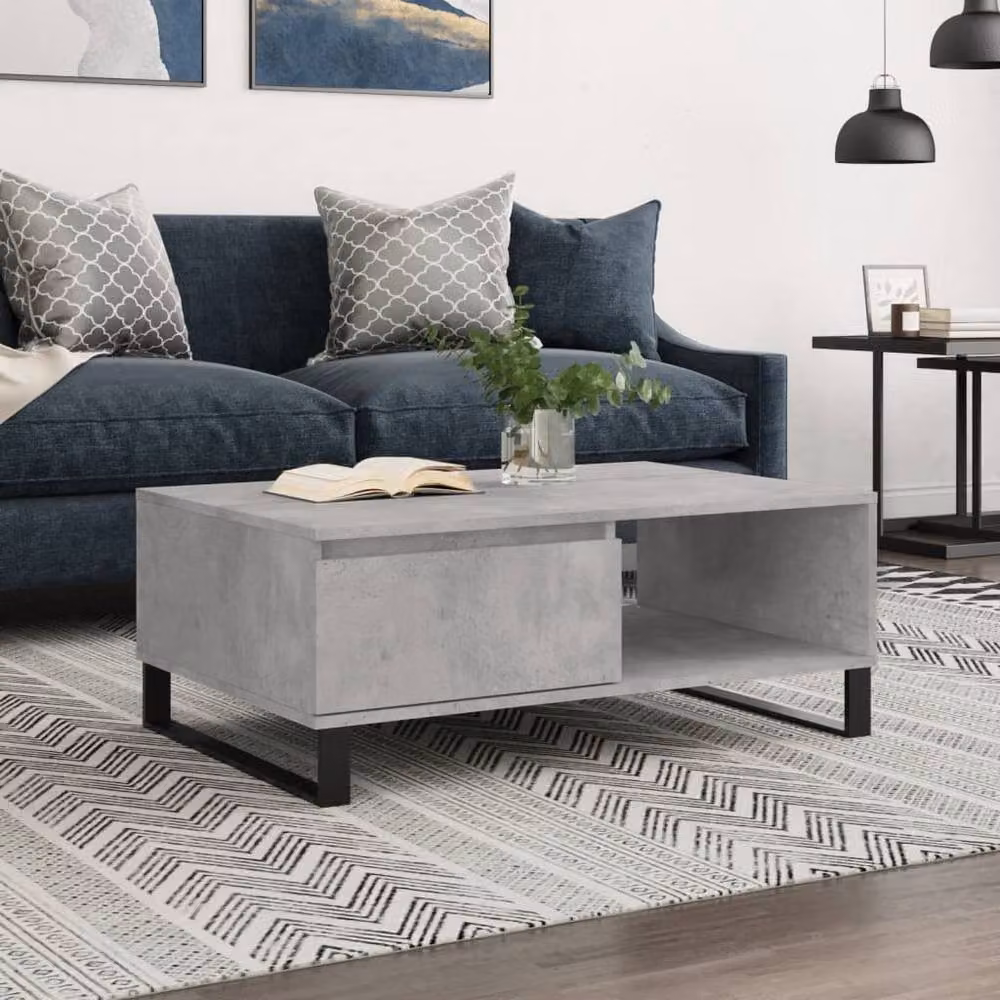 Berkfield Home Coffee Table in Concrete Grey, W/D/H: 90 x 60 x 35 cm – 2