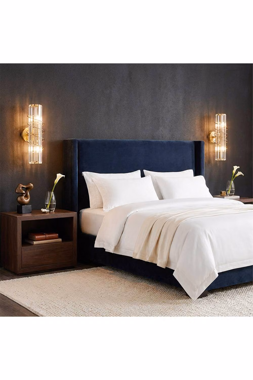 Living and Home 2-Light E14 Crystal and Metal Wall Light in Gold/Brass – 2