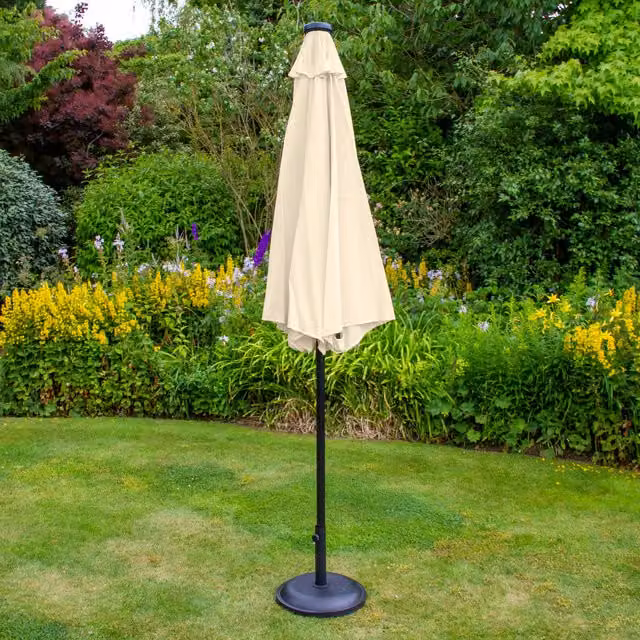 Monster Shop 2.7m LED Tilt Parasol Umbrella Garden Sun Shade in Beige