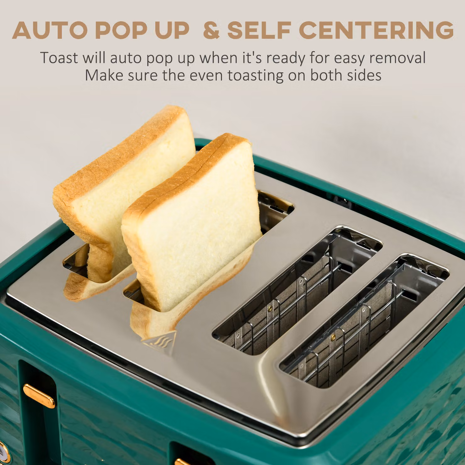HOMCOM Kettle and Toaster Set in Green, including 1.7L Rapid Boil Kettle and 4-Slice Toaster with 7 Browning Controls and Crumb Tray – 4