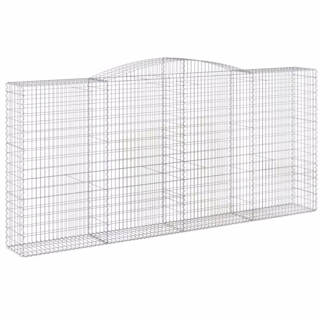 Berkfield Home Arched Gabion Basket in Silver Galvanised Steel, W: 400 cm, D: 50 cm, H: 180-200 cm – 2