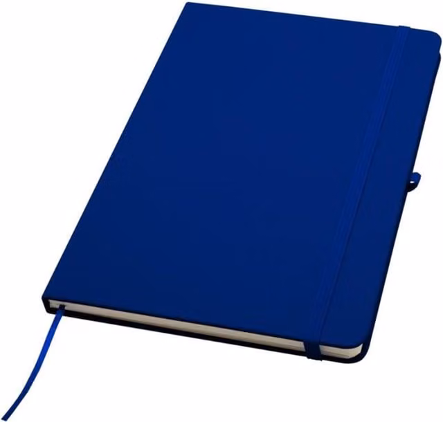 Generic A5 Lined Hardcover Notebook with Bookmark and Elastic Closure, Blue