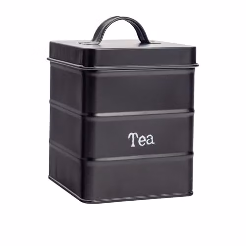 Harbour Housewares Metal Tea Storage Canister with Airtight Lid, Black – 1