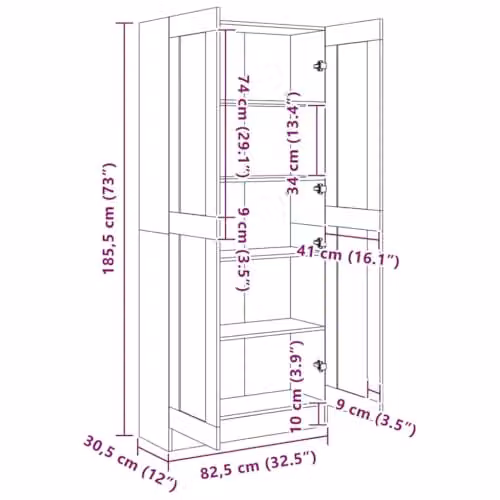 vidaXL Book Cabinet in Smoked Oak, W: 82.5 cm, D: 30.5 cm, H: 185.5 cm – 2