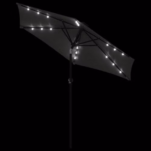 vidaXL Garden Parasol with LEDs and Steel Pole, Anthracite, W: 225 cm, D: 225 cm, H: 212 cm – 3