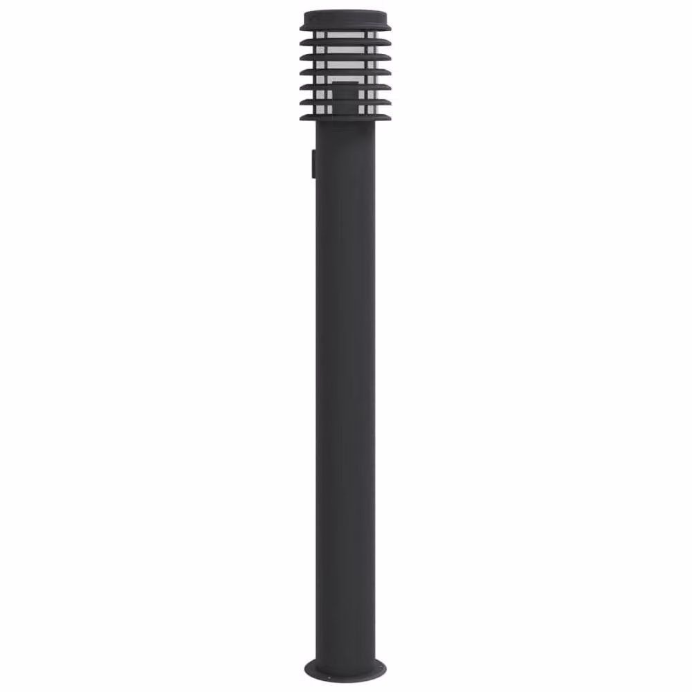 Berkfield Home Black Stainless Steel Outdoor Floor Lamp with Outlet, Height: 110 cm – 2