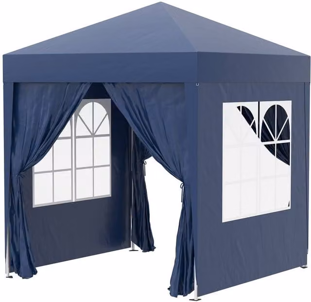 Matteo Blue Pop Up Gazebo with Sidewalls and Windows, W: 200 cm, D: 200 cm, H: 240 cm – 1