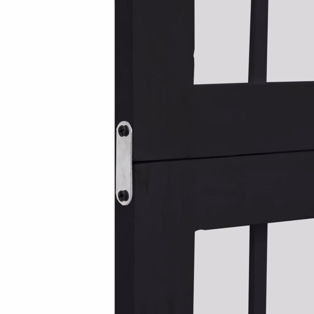 Berkfield Home 5-Panel Room Divider in Black Solid Paulownia Wood – 4