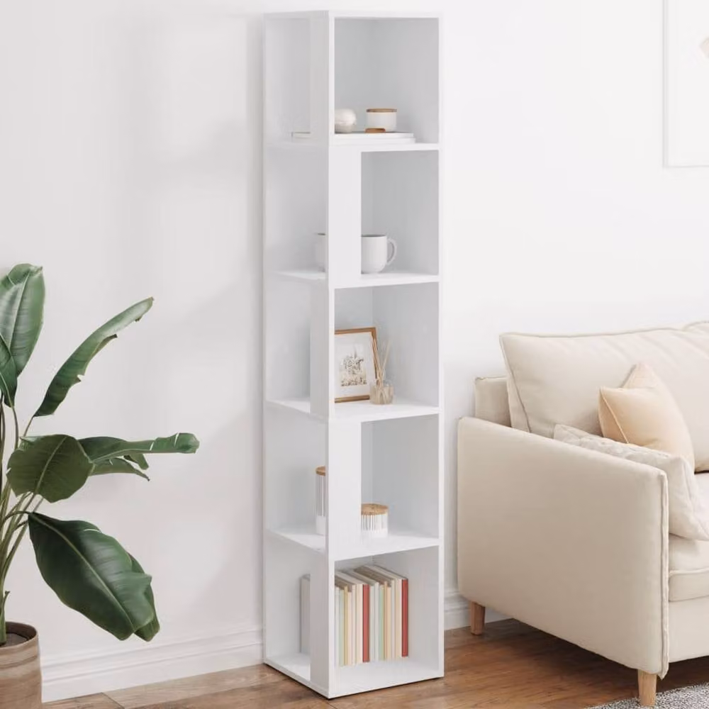 Berkfield Home Stylish White Corner Cabinet with Internal Shelves, W/D/H: 33 x 33 x 164.5 cm – 1