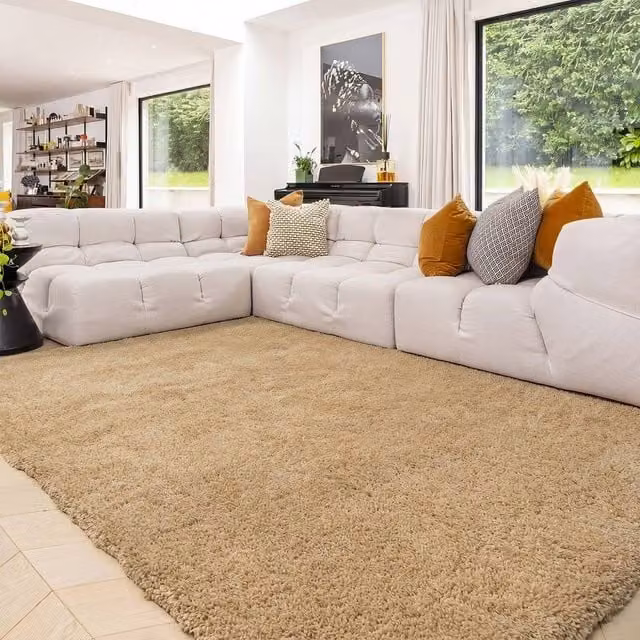 Kukoon Beige Premium Shaggy Machine Washable Rug, W: 160 cm, D: 230 cm – 1