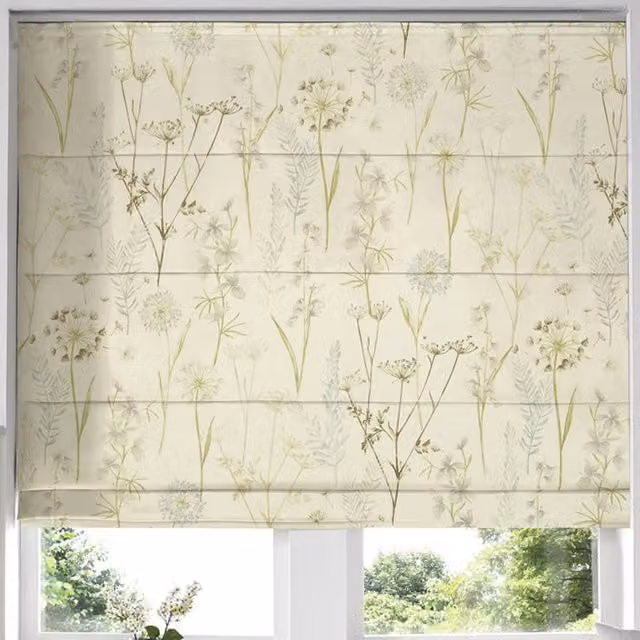Terrys Wild Flower Made to Measure Blackout Roman Blind in Wedgewood Blue Multicolour Floral Design