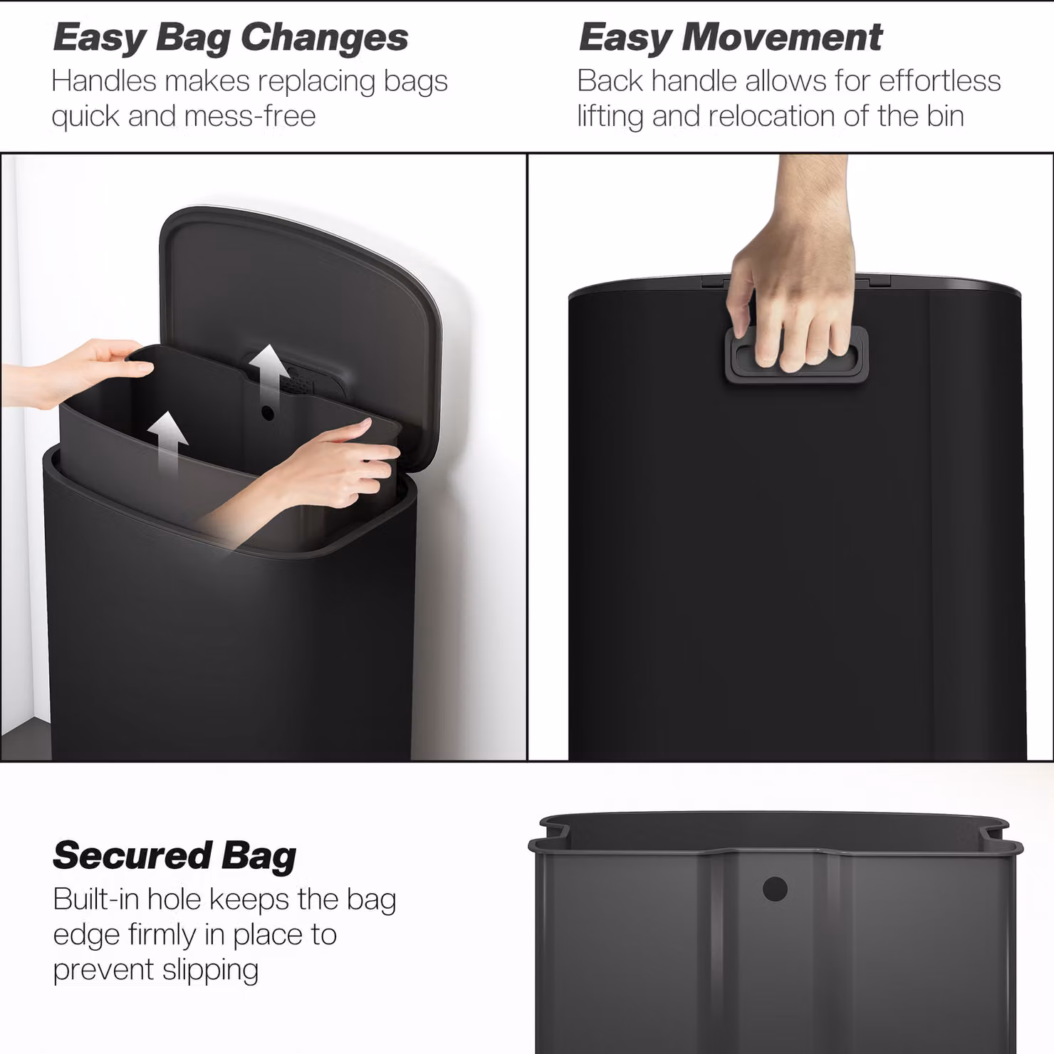 HOMCOM 50L Stainless Steel Pedal Bin in Black and Silver with Soft-Close Lid and Removable Inner Bucket – 6