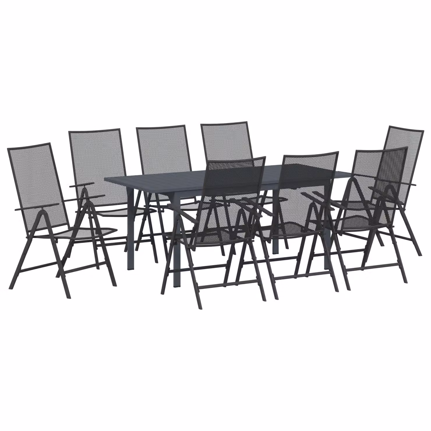 Berkfield Home 9 Piece Modern Anthracite Metal Garden Dining Set – 2