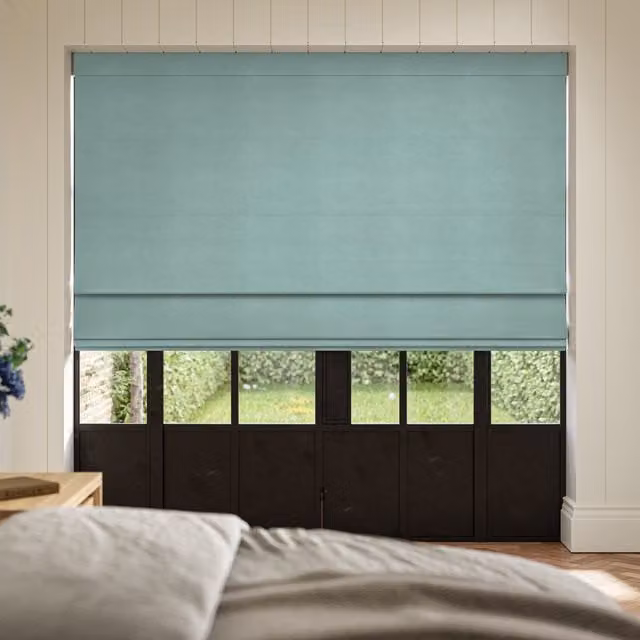 Ante Decor Lusso No Joins Made To Measure Blackout Roman Blind in Duckegg Blue
