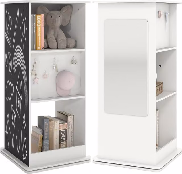 Costway Kids Spinning Corner Bookcase in White