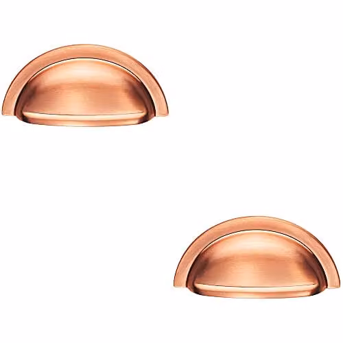 Loops 2 Pack Satin Copper Cabinet Cup Pull Handles, Fixing Centres: 76 mm