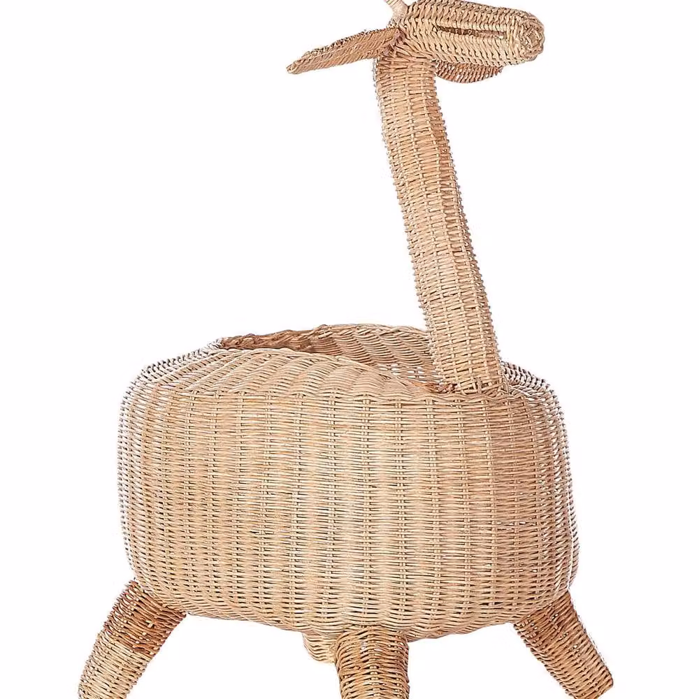 Wyld and Coco Wicker Giraffe Toy Hamper in Natural Beige Rattan – 2