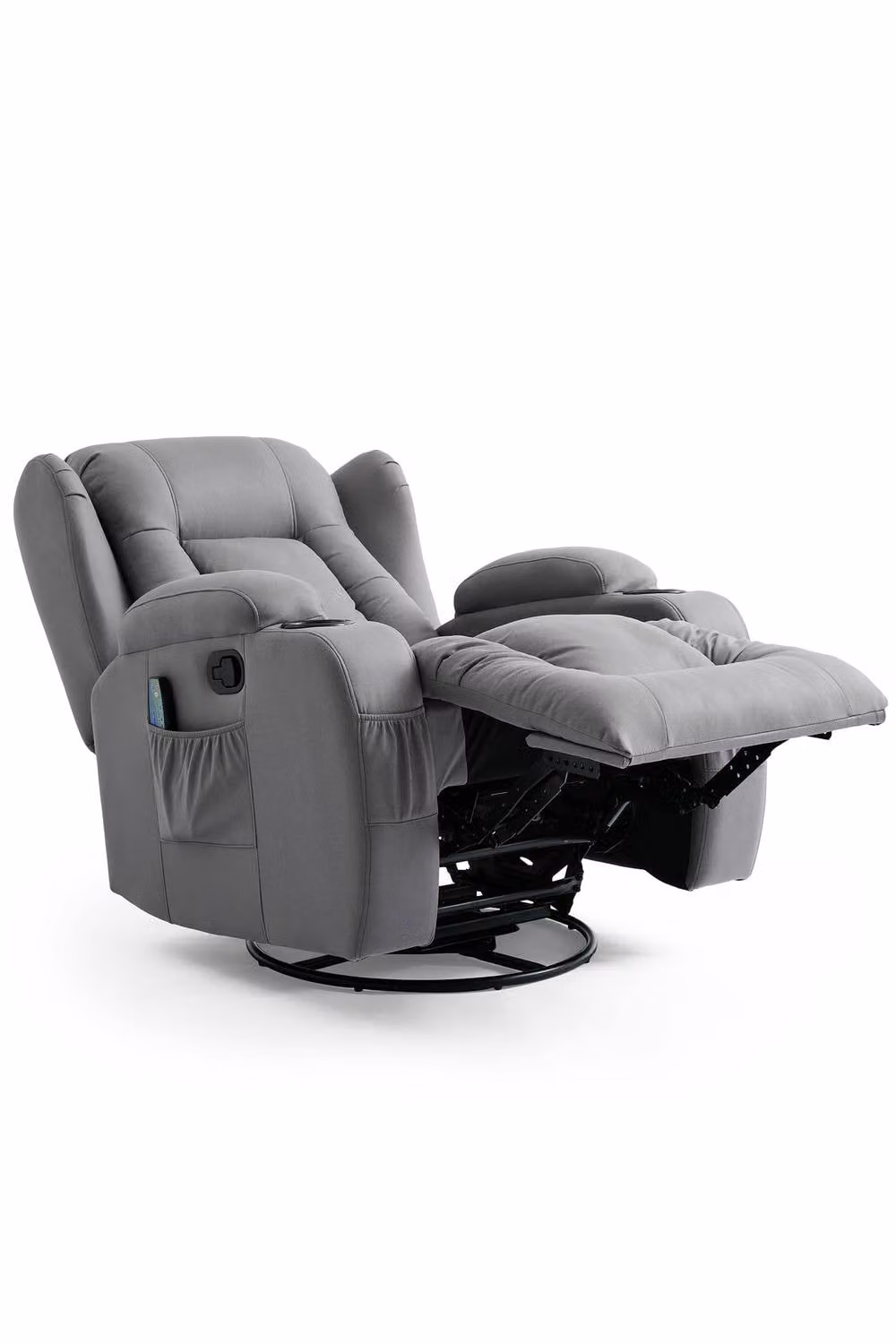 More4Homes Caesar Grey Technology Fabric 3 Piece Manual Recliner Sofa Set with Drinks Console – 3