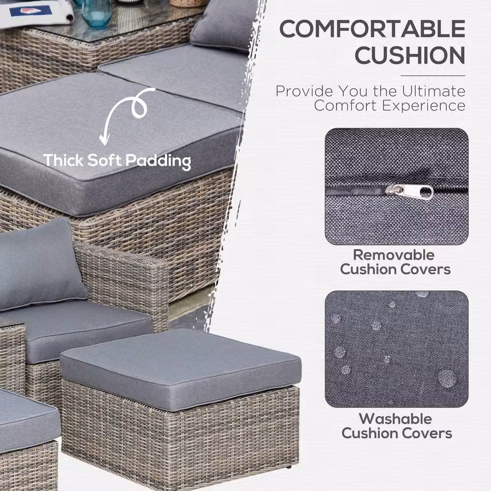 STILVORA Modern Brown Rattan Sofa with Aluminium Frame – 3