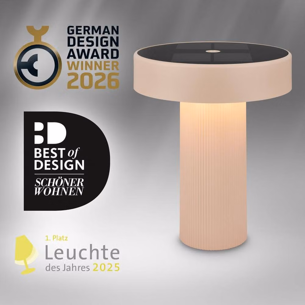 Briloner Poga Rechargeable LED Table Lamp, Beige, H 20 cm x W 16 cm x D 16 cm – 5